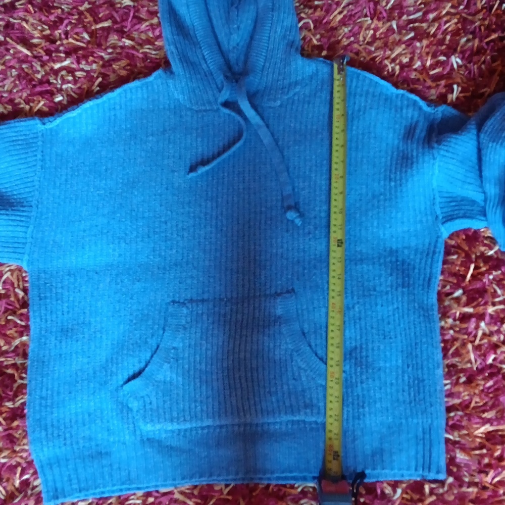 American Eagle Sweater Chunky Oversized Hoodie in Dusty Blue W/ Kangaroo Pocket - Picture 9 of 9